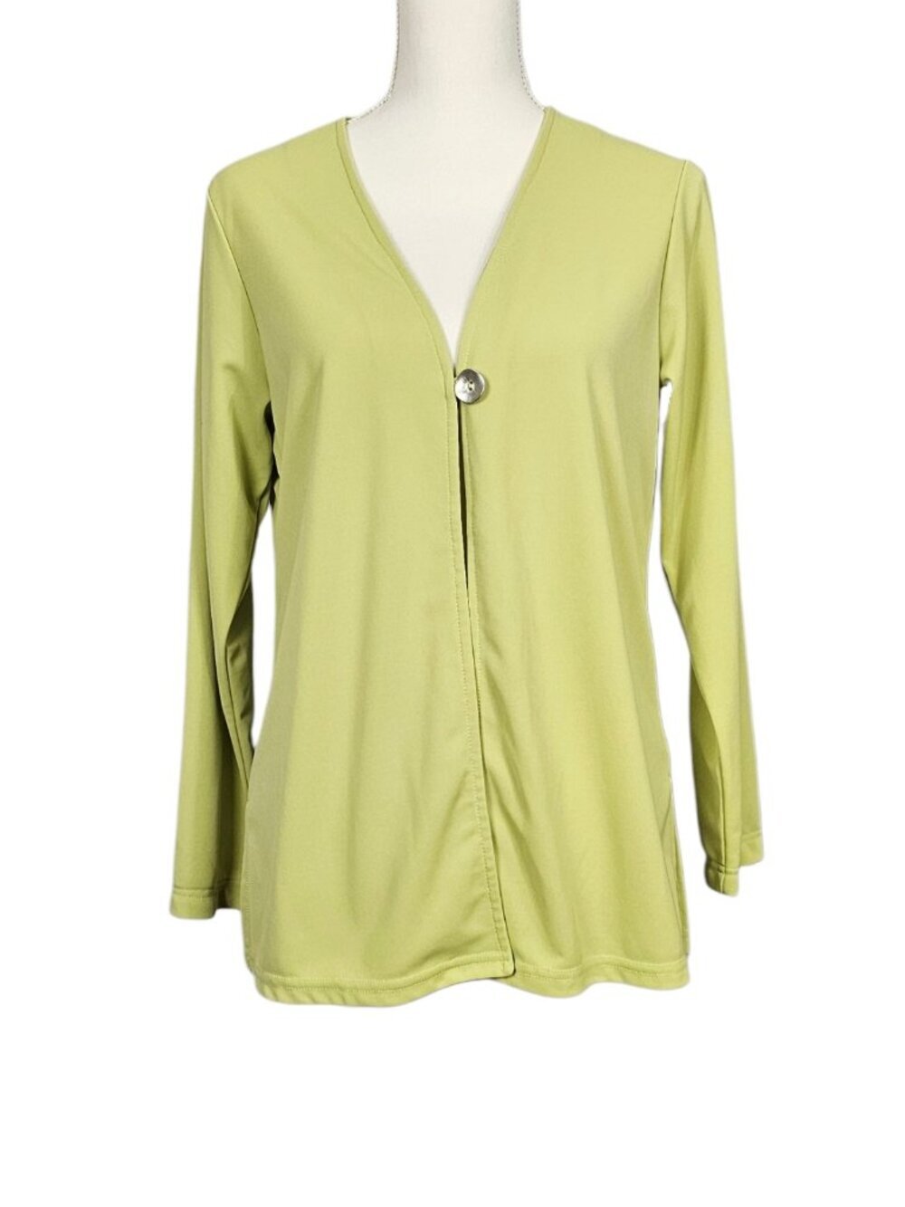 TravelSmith Vintage 90's Light Green Single Button Front Cardigan Top V-Neck M
